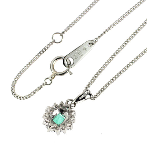 Pt850 エメラルド ダイヤモンド ペンダントネックレス 0.62ct D0.22ct