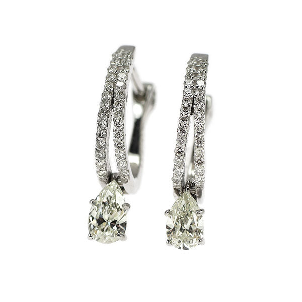 Pt900 ペアシェイプ ダイヤモンド フープピアス 0.46ct D0.20ct