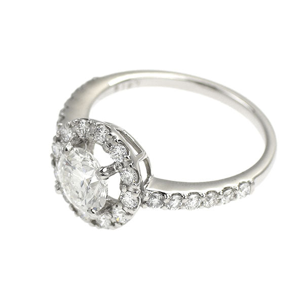 新品 Pt950 ダイヤモンド リング 1.018ct H SI2 3EX D0.52ct 【エスコレ】