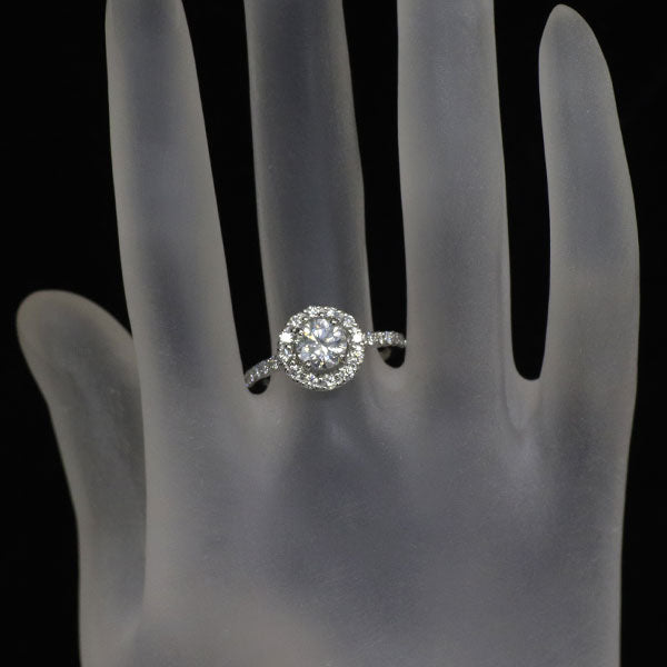 新品 Pt950 ダイヤモンド リング 1.018ct H SI2 3EX D0.52ct 【エスコレ】