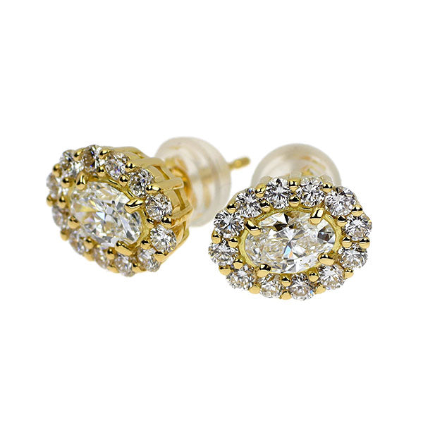 新品 K18YG オーバル ダイヤモンド ピアス 0.60ct D IF D0.52ct スタッド【エスコレ】