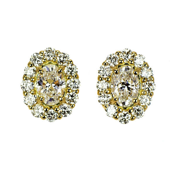 新品 K18YG オーバル ダイヤモンド ピアス 0.60ct D IF D0.52ct スタッド【エスコレ】