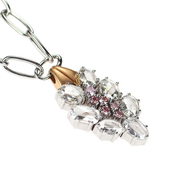 吉田綾子 K18WG/PG オーバルローズカット ダイヤモンド ピンクダイヤモンド ペンダントネックレス 1.30ct PD0.15ct