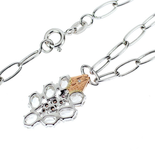 吉田綾子 K18WG/PG オーバルローズカット ダイヤモンド ピンクダイヤモンド ペンダントネックレス 1.30ct PD0.15ct