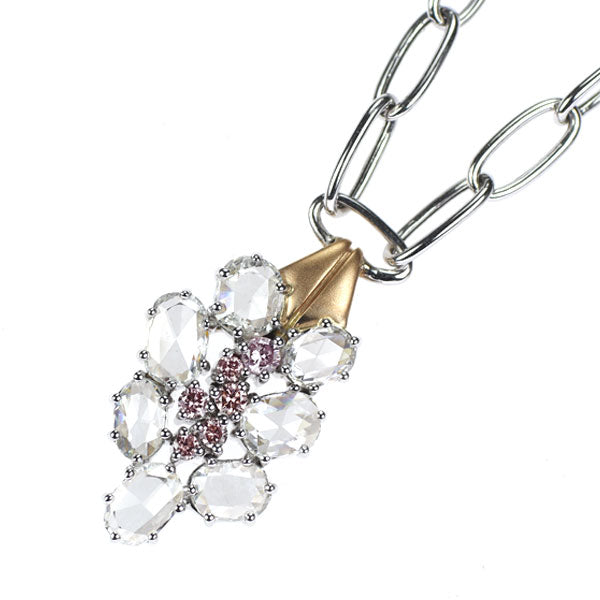 吉田綾子 K18WG/PG オーバルローズカット ダイヤモンド ピンクダイヤモンド ペンダントネックレス 1.30ct PD0.15ct