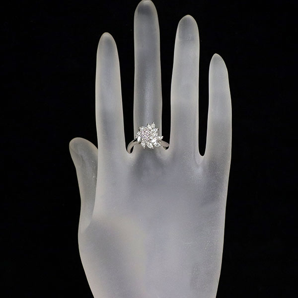 Rare Pt900 natural pink diamond ring 0.11ct D0.62ct