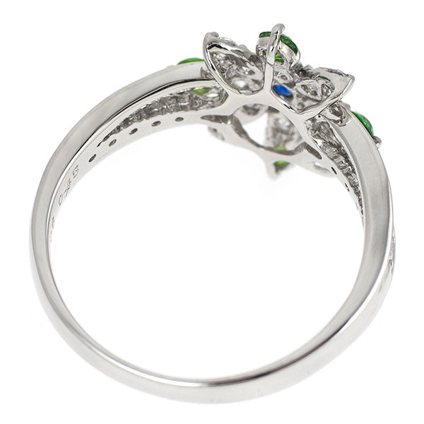 希少 Pt900 アウイナイト ダイヤモンド デマントイドガーネット リング 0.05ct D0.45ct G0.25ct