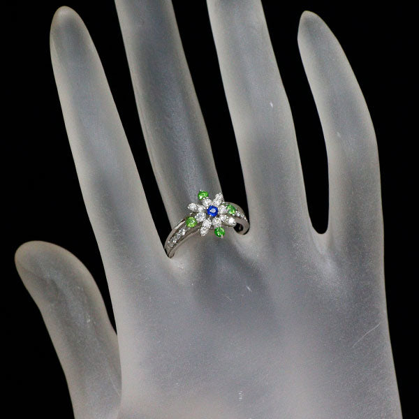 希少 Pt900 アウイナイト ダイヤモンド デマントイドガーネット リング 0.05ct D0.45ct G0.25ct