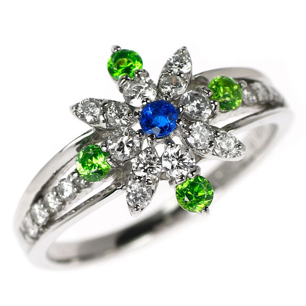 希少 Pt900 アウイナイト ダイヤモンド デマントイドガーネット リング 0.05ct D0.45ct G0.25ct