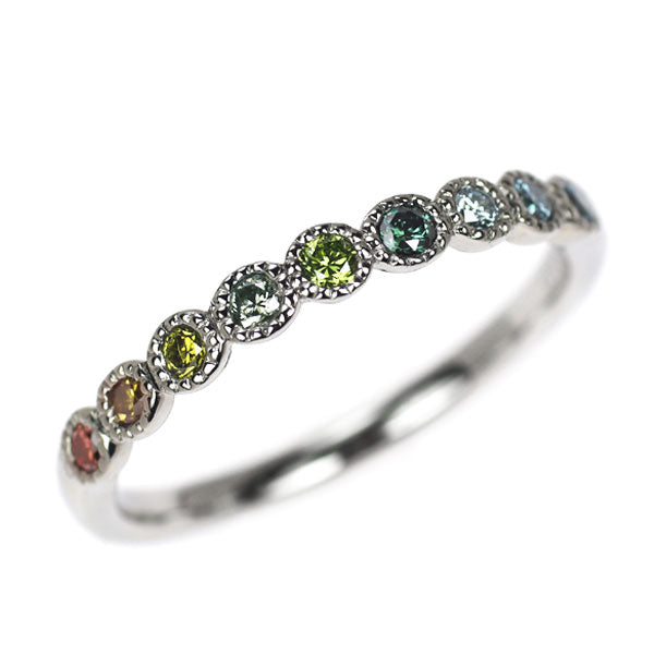 Pt900 マルチトリートカラーダイヤモンド リング 0.23ct ハーフエタニティ