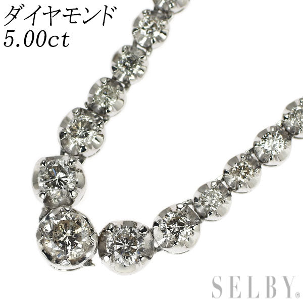 Pt850 ダイヤモンド テニスネックレス 5.00ct