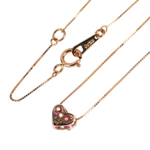 K18PG ピンク/ホワイトサファイア ペンダントネックレス 0.10ct ハート