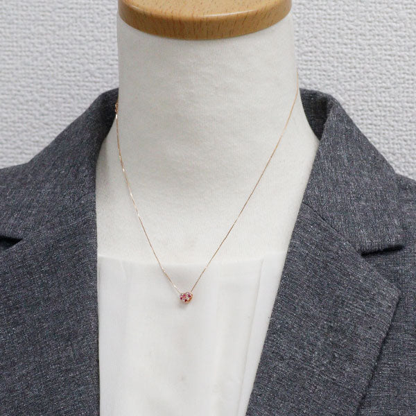 K18PG ピンク/ホワイトサファイア ペンダントネックレス 0.10ct ハート