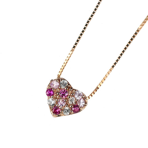 K18PG ピンク/ホワイトサファイア ペンダントネックレス 0.10ct ハート