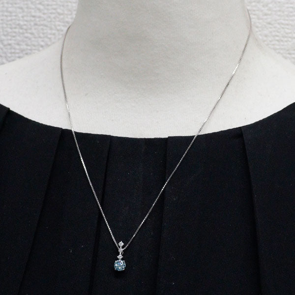 Pt900/ Pt850 アイスブルーダイヤモンド ペンダントネックレス 0.838ct D0.15ct