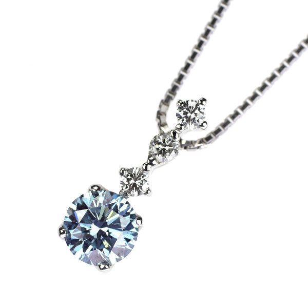 Pt900/ Pt850 アイスブルーダイヤモンド ペンダントネックレス 0.838ct D0.15ct