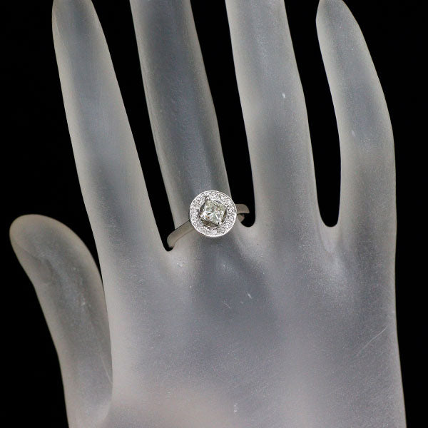Pt900 プリンセスカット ダイヤモンド リング 0.505ct D0.09ct