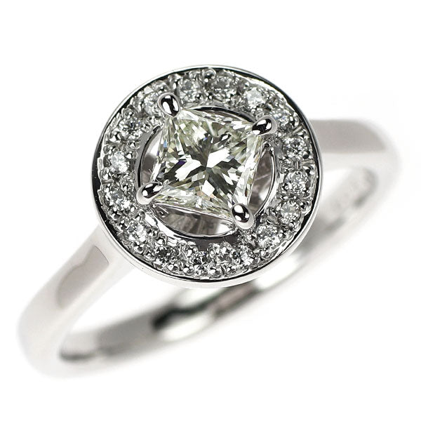 Pt900 プリンセスカット ダイヤモンド リング 0.505ct D0.09ct