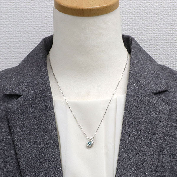 Pt900/ Pt850 トリートブルー ダイヤモンド ペンダントネックレス 0.435ct D0.08ct