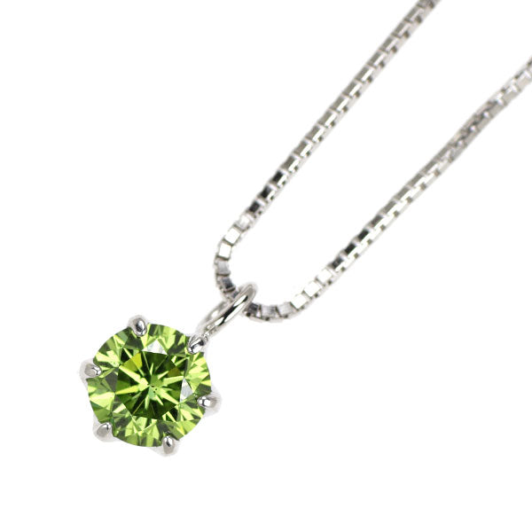 K18WG トリートグリーン ダイヤモンド ペンダントネックレス 0.507ct