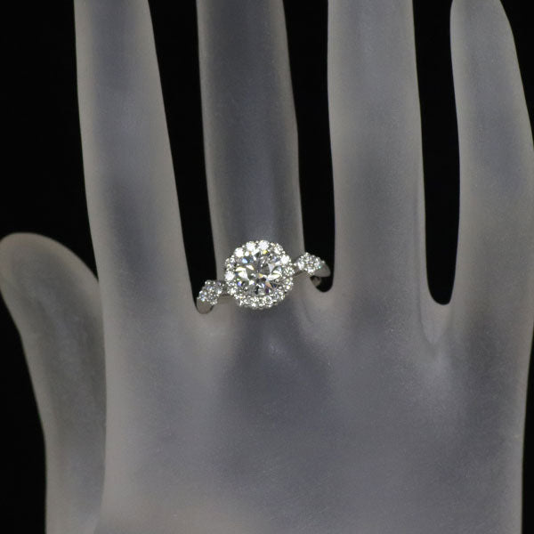 新品 Pt950 ダイヤモンド リング 1.082ct G SI2 3EX D0.49ct 【エスコレ】