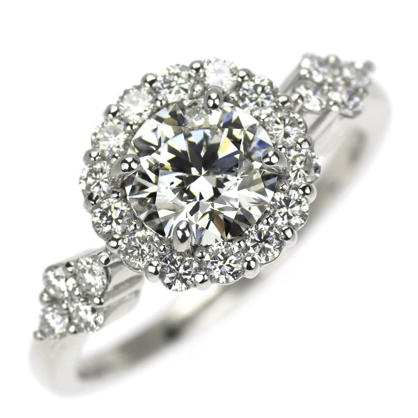 新品 Pt950 ダイヤモンド リング 1.082ct G SI2 3EX D0.49ct 【エスコレ】