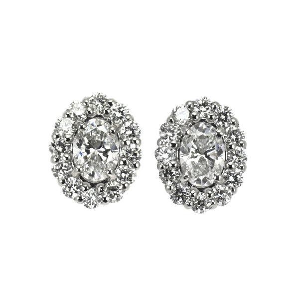 新品 Pt900 オーバル ダイヤモンド ピアス 0.60ct D IF D0.52ct スタッド【エスコレ】