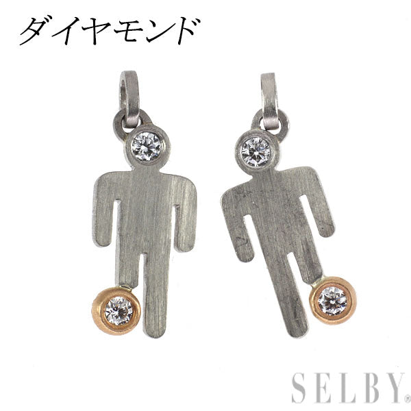 K18WG/PG ダイヤモンド ピアス