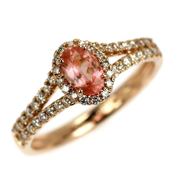 K18PG ロードクロサイト ダイヤモンド リング 0.481ct D0.32ct