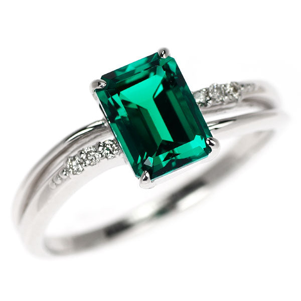 クレサンベール K18WG 再結晶 エメラルド ダイヤモンド リング 1.00ct D0.04ct
