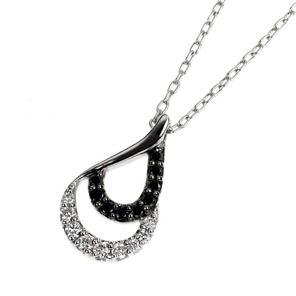 K18WG ブラック/カラーレス ダイヤモンド ペンダントネックレス 0.12ct