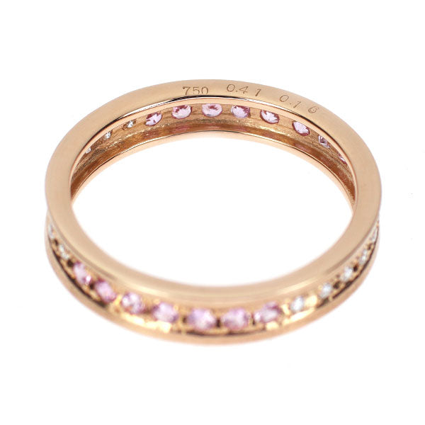 K18PG ピンクサファイア ダイヤモンド リング 0.41ct D0.16ct フルエタニティ