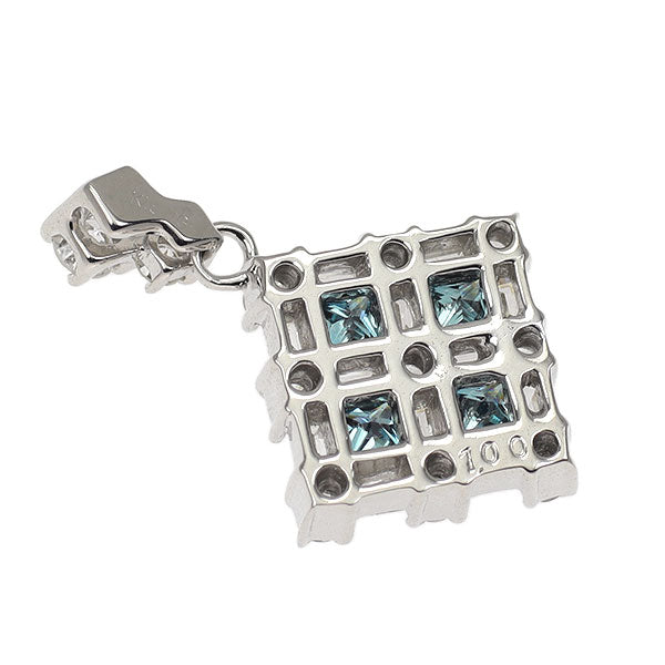 K18WG トリートブルー/カラーレス ダイヤモンド ペンダントトップ 1.00ct