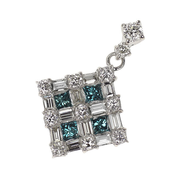 K18WG トリートブルー/カラーレス ダイヤモンド ペンダントトップ 1.00ct