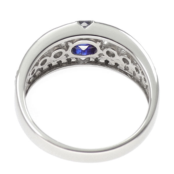 Pt900 オーバル サファイア ダイヤモンド リング 0.73ct D0.62ct