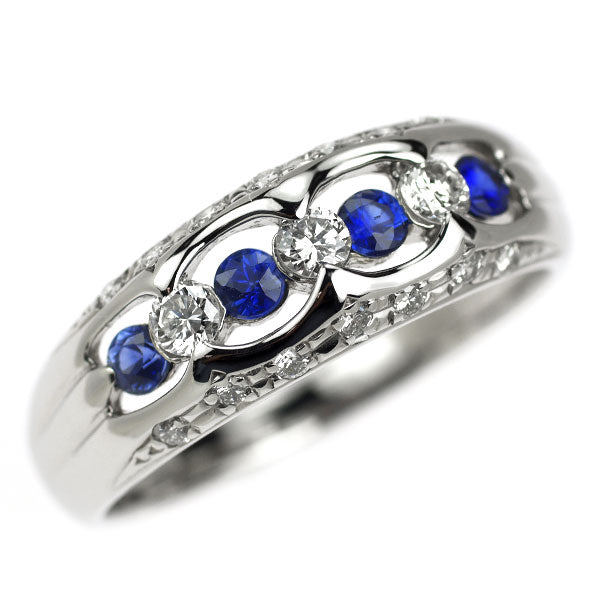Pt900 サファイア ダイヤモンド リング 0.27ct D0.35ct