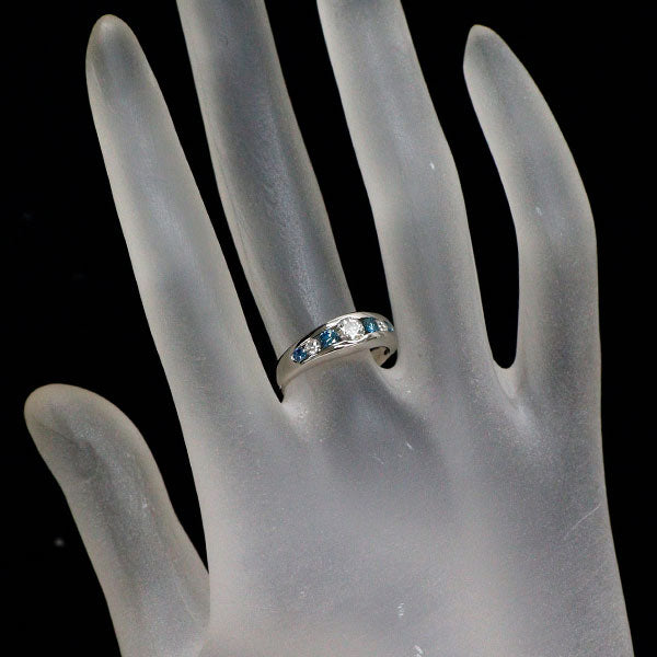 Pt900 カラーレス/トリートブルー ダイヤモンド リング 0.55ct