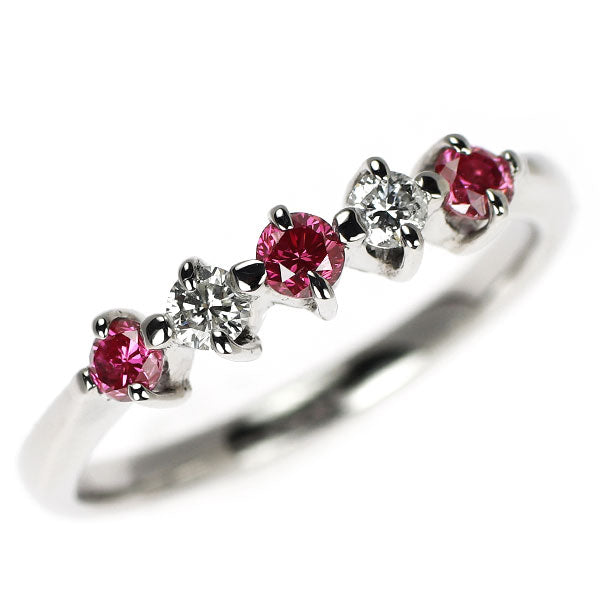 Pt900 トリートピンク/カラーレス ダイヤモンド リング 0.18ct D0.12ct