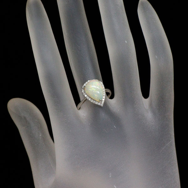 Pt900 オパール ダイヤモンド リング 1.95ct D0.21ct