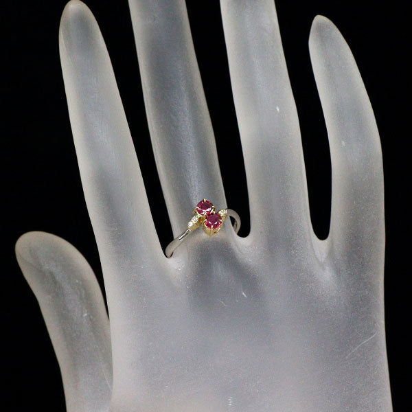 Pt900/K18YG ルビー ダイヤモンド リング 0.57ct D0.03ct トワエモア