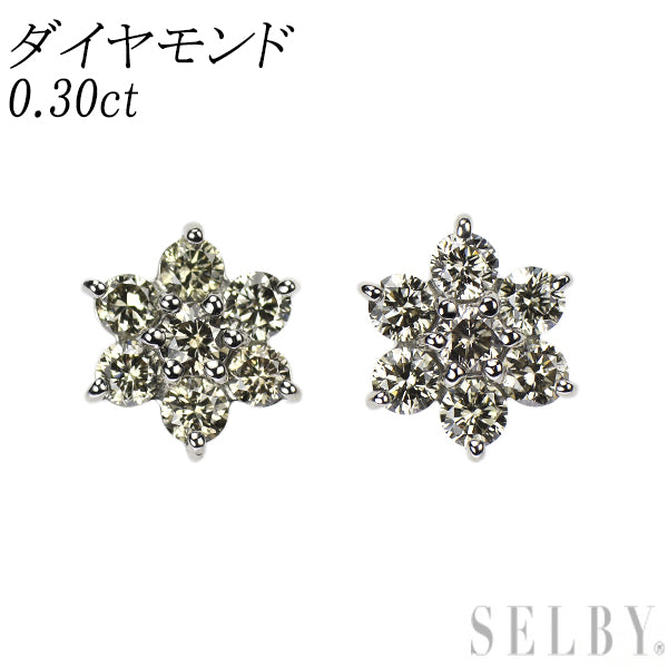 Pt900 ダイヤモンド ピアス 0.30ct フラワー