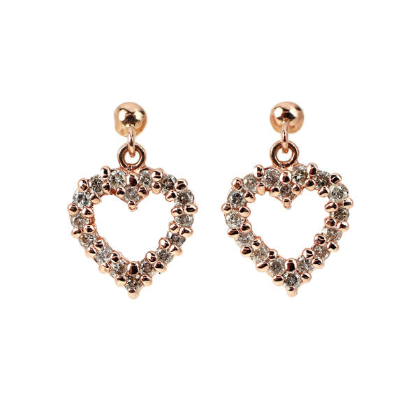 K10PG ダイヤモンド ピアス 0.30ct ハート