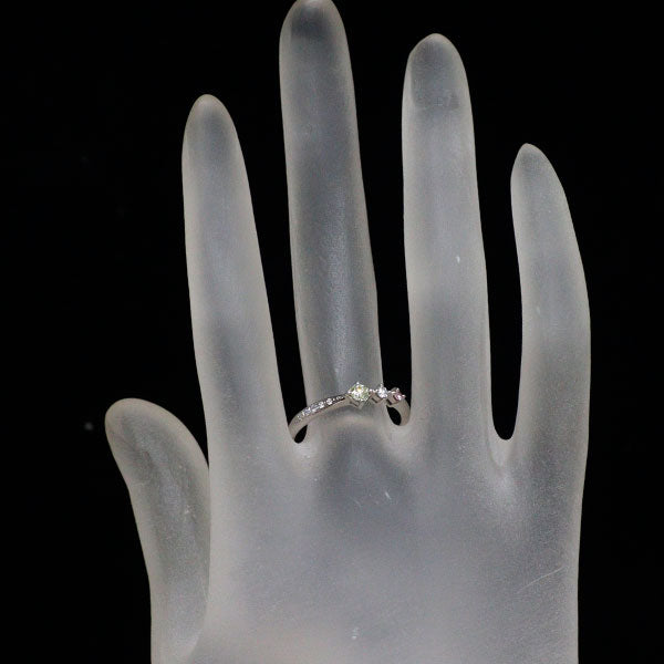 Pt950 天然イエローダイヤモンド リング 0.123ct PD0.02ct D0.068ct