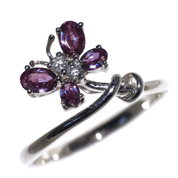 希少 Pt950 アレキサンドライト ダイヤモンド リング 0.55ct D0.06ct 蝶