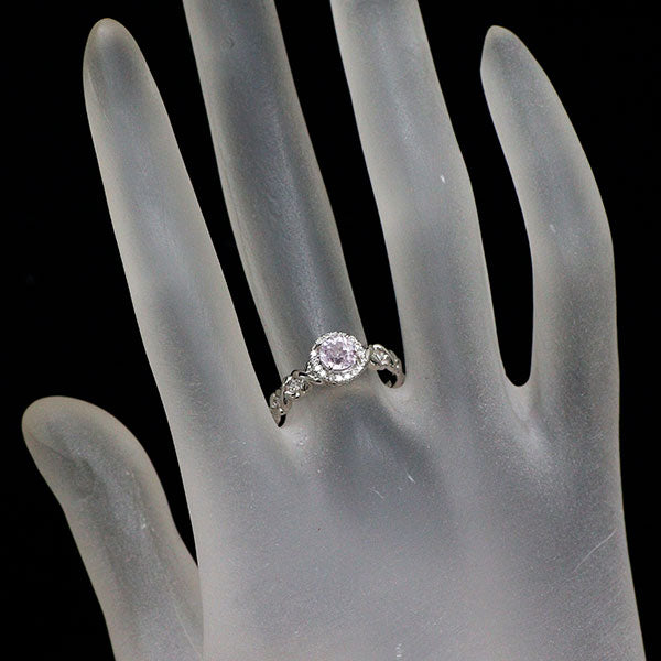 Pt900 クンツァイト ダイヤモンド リング 0.76ct D0.12ct
