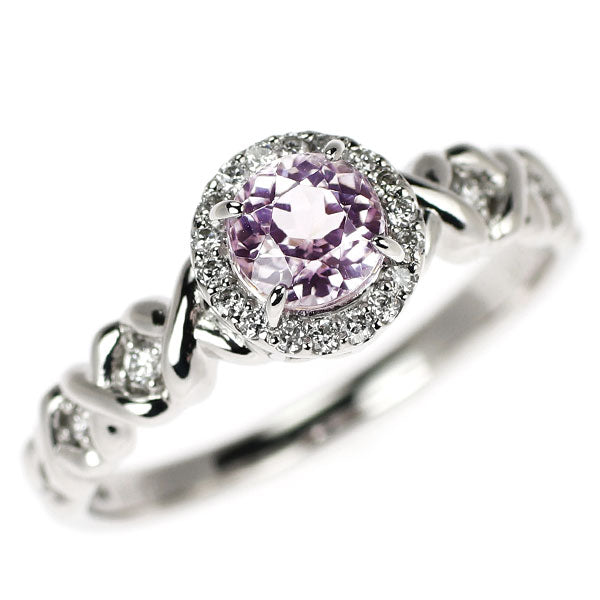 Pt900 クンツァイト ダイヤモンド リング 0.76ct D0.12ct