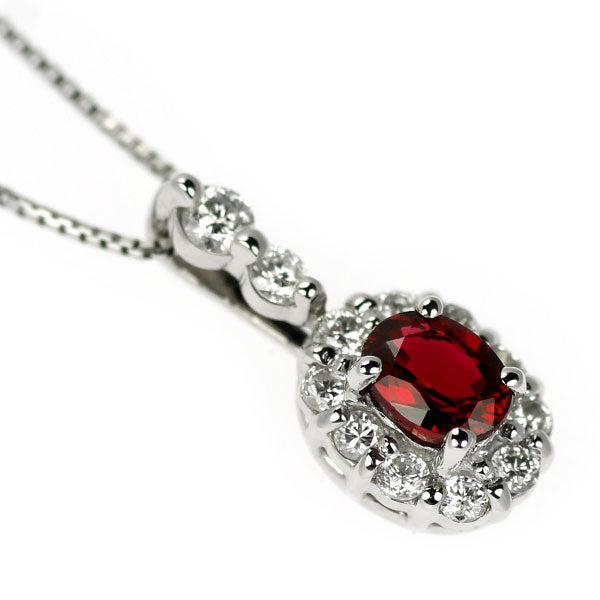 Pt900/ Pt850 非加熱ピジョンブラッドルビー ペンダントネックレス 0.36ct D0.20ct