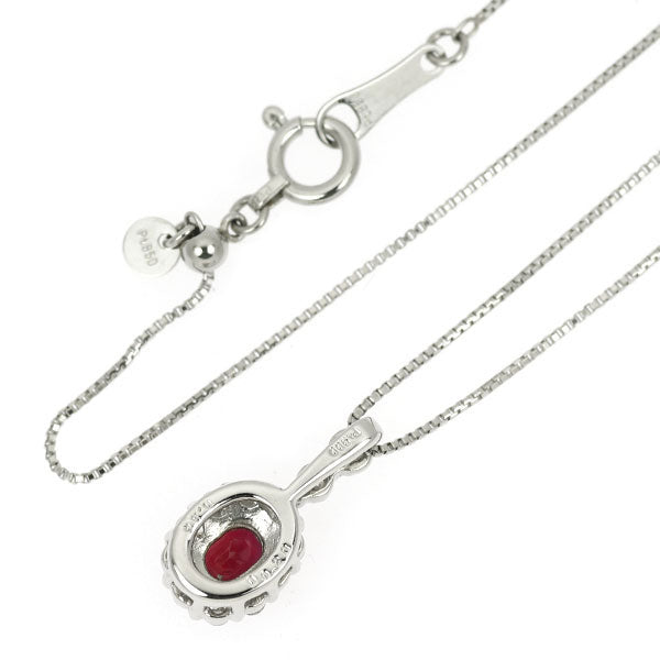 Pt900/ Pt850 非加熱ピジョンブラッドルビー ペンダントネックレス 0.36ct D0.20ct