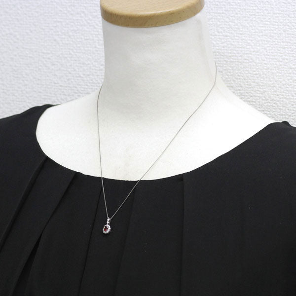 Pt900/ Pt850 非加熱ピジョンブラッドルビー ペンダントネックレス 0.36ct D0.20ct