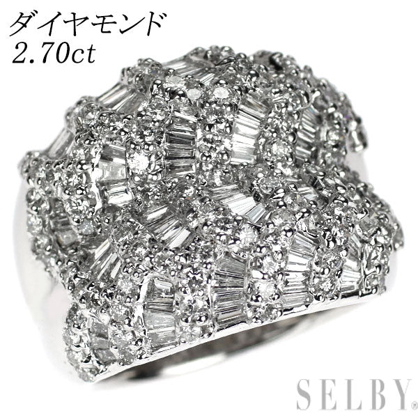 K18WG ダイヤモンド リング 2.70ct